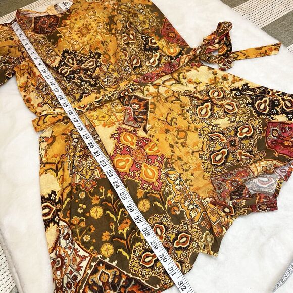 Anthro DRA Rey Romper in Sunset Origami Orange Yellow Sz XS - Picture 14 of 16